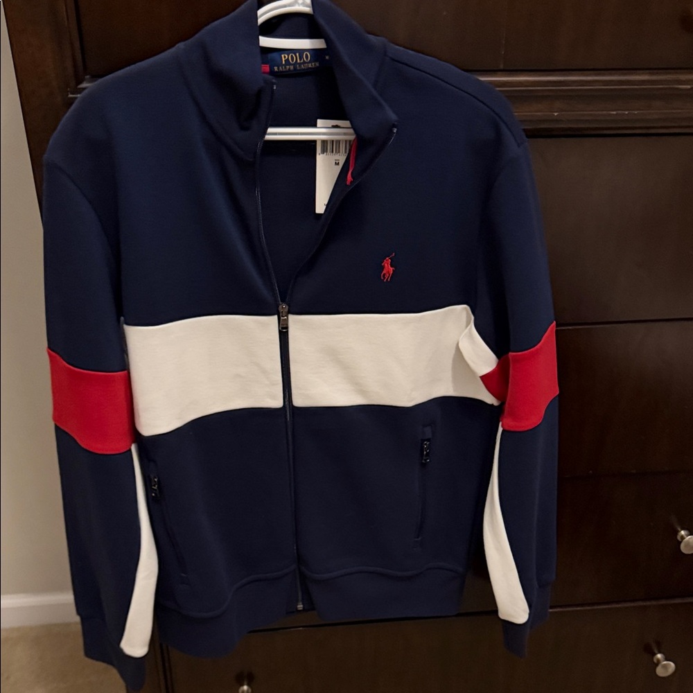 Polo by Ralph Lauren Men's Navy Jacket with Red and White Accents (NWT)